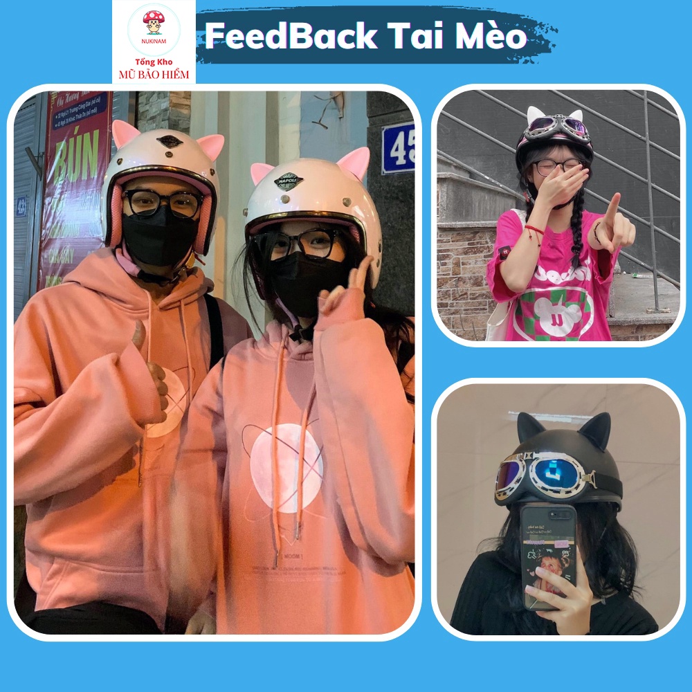 Tai Mèo Gắn Trang Trí Mũ Bảo Hiểm Cute Nhiều Màu Siêu Xinh Độc Lạ