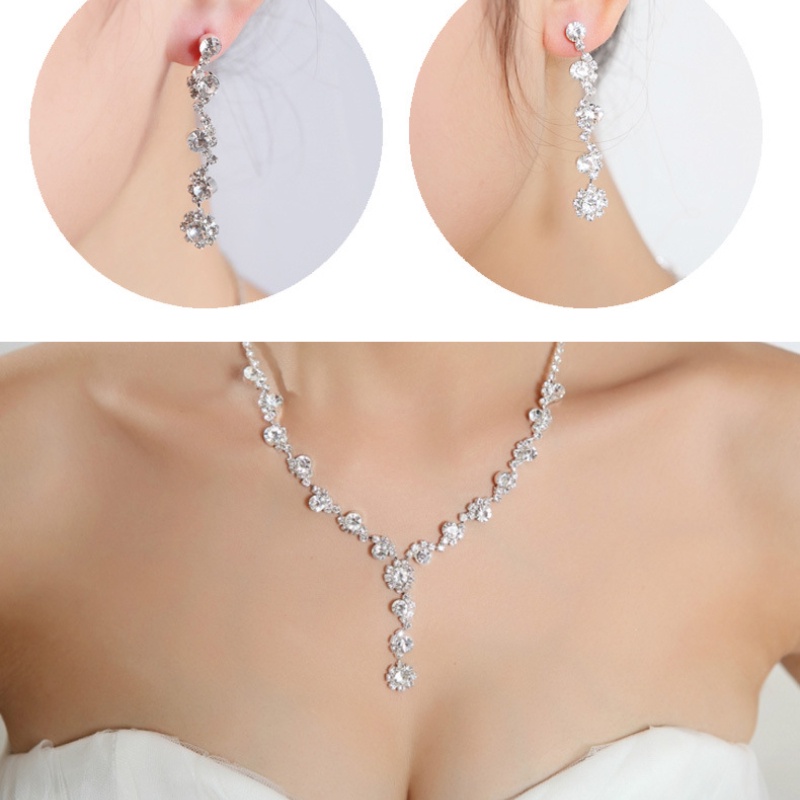(MớI) Bộ Vòng cổ + Bông Tai ĐíNh Đá Xinh XắN