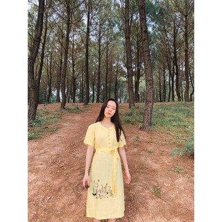 váy đầm linen thêu tay