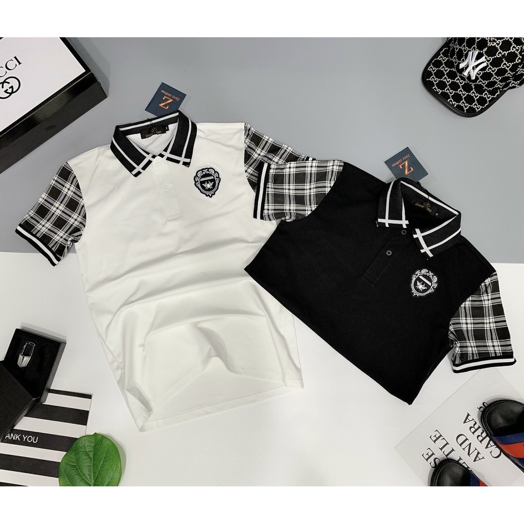 Áo thun nam ngắn tay cổ polo ngắn tay gia srer cao cấp mix caro vải cotton co giãn chất đẹp form regular VBSHOP005