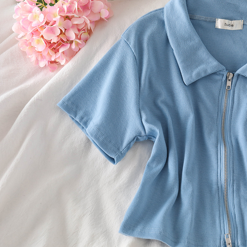 Áo polo IELGY ngắn tay màu trơn thời trang cho nữ