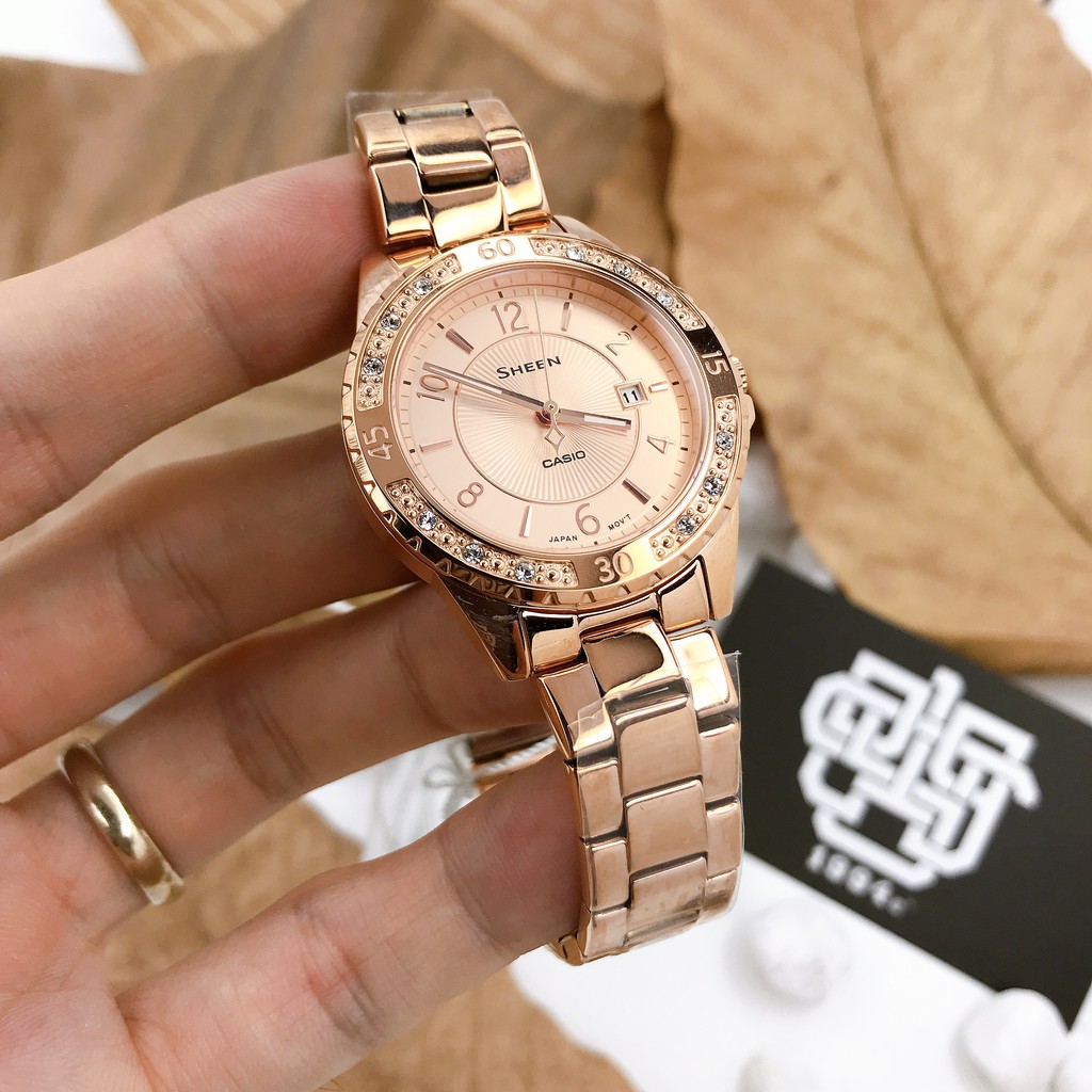 Đồng hồ nữ Casio SHEEN SHE-4532 / SHE-4532PG-4A mặt kính Sapphire chống trầy, hàng chính hãng