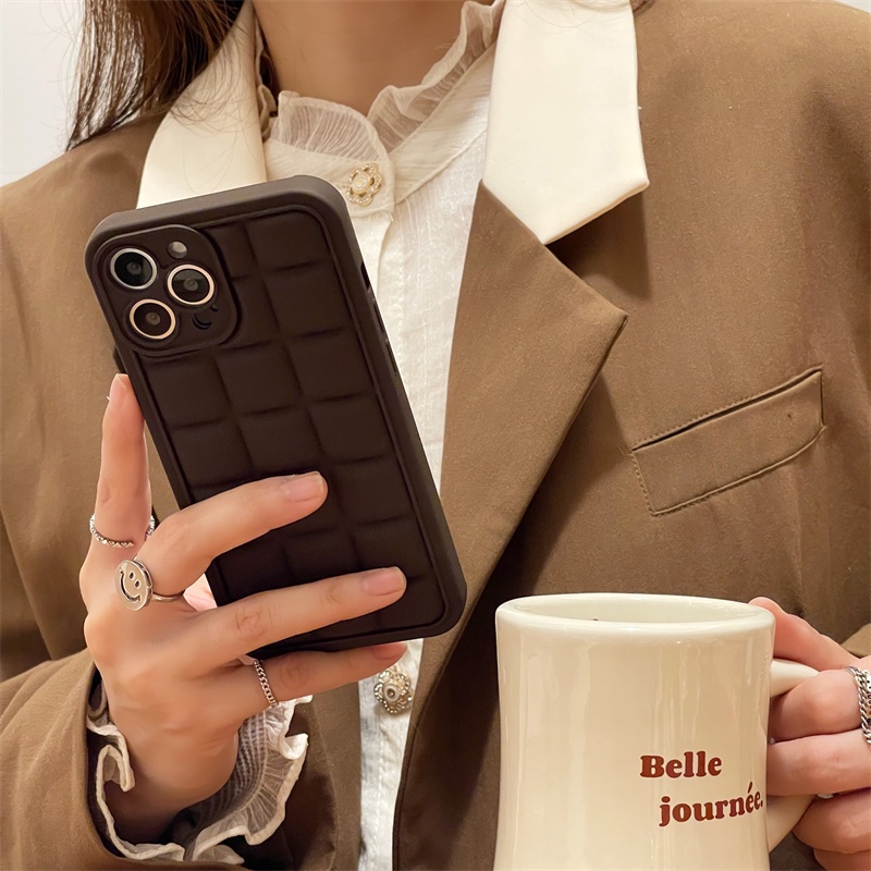 Ốp Điện Thoại Dẻo Hình Vuông Màu Socola Độc Đáo Chống Sốc Cho iPhone 14 13 12 11 Pro X XS MAX XR