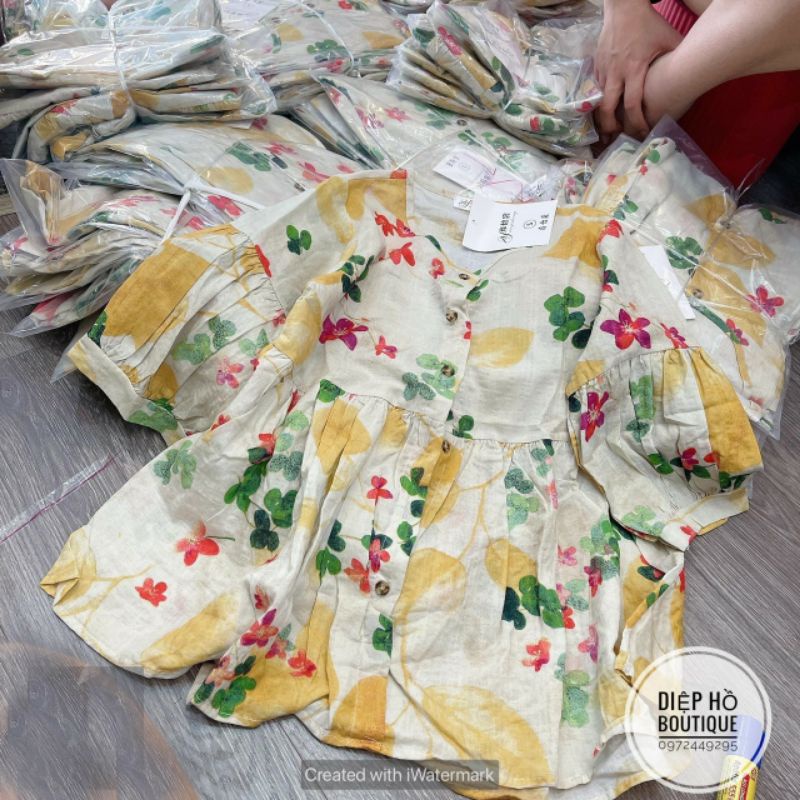 Áo hoa babydoll khuy tay lỡ nhiều màu sắc