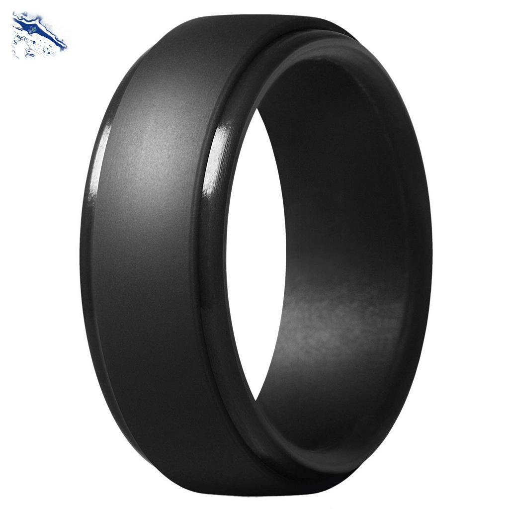 Nhẫn Cao Su Silicone Màu Đen 8mm # 7