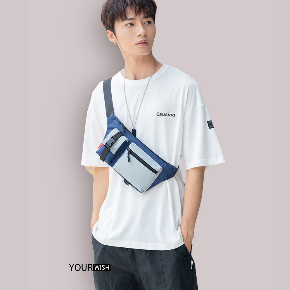 Túi Đeo Hông Nam Nữ Unisex Thời Trang Màu Xanh Đen Cao Cấp Túi Bao Tử Đeo Chéo Vai Lưng Bụng TD51