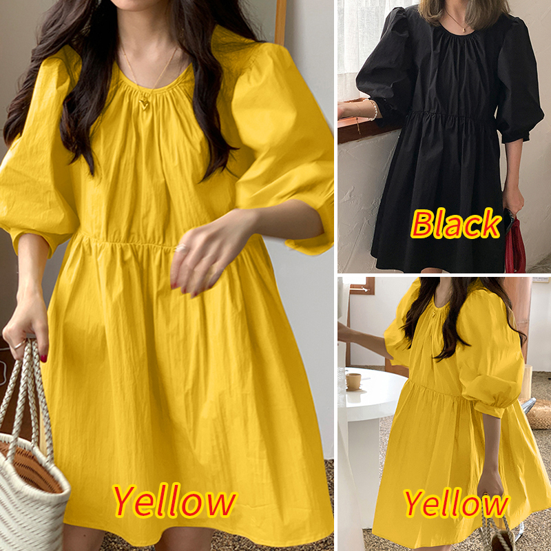 Đầm ZANZEA Ngắn Tay Cổ Tròn Xếp Ly Thời Trang Nữ Dễ Thương