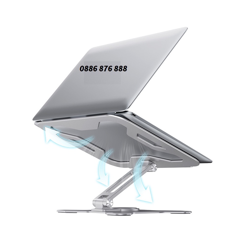 Giá đỡ laptop xoay 360 độ từ hợp kim nhôm nguyên khối  L43, L46, điều chỉnh độ cao DIGIMIX