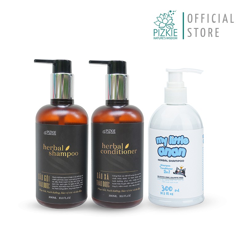 Combo Chăm Sóc Da Đầu Cho Mẹ Và Bé : Bộ Gội Xả Thảo Dược Herbal Hair Care + Dầu Gội Thảo Dược My Little AnAn