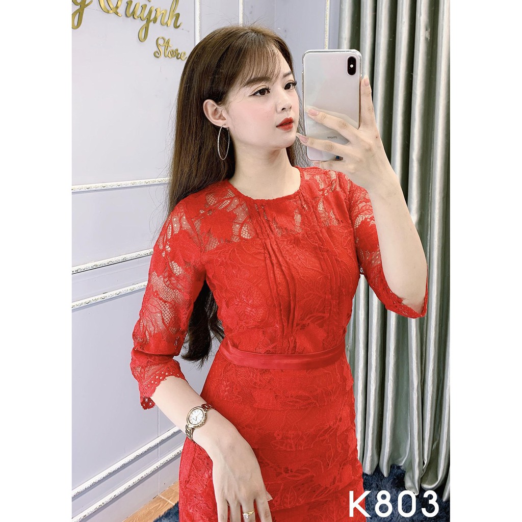 Đầm Công Sở Ren Đuôi Cá Dáng Ôm Body - She Loves K803 Màu Đỏ | BigBuy360 - bigbuy360.vn