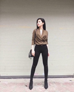 Quần skinny rách gối