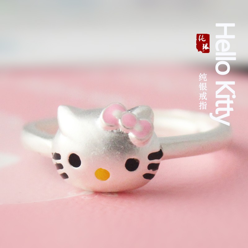 HELLOKITTY Nhẫn Bạc Hình Hello Kitty Dễ Thương Cho Bé Gái