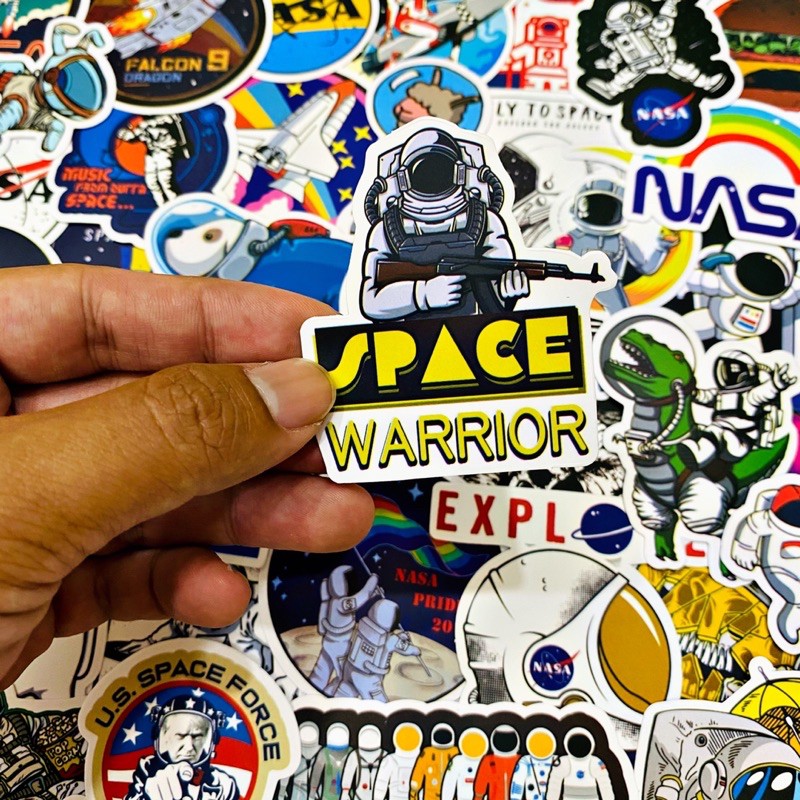 [Set 50 cái] Sticker NASA chất liệu PVC nhám cao cấp chống thấm dán vali, laptop, mũ bảo hiểm, xe, điện thoại,...