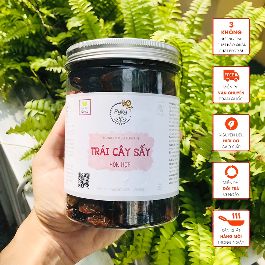 Trái cây sấy [CHẤT LƯỢNG CAO CẤP] Mix 6 loại quả | Ăn vặt - Trái trái cây sấy dẻo Pyky