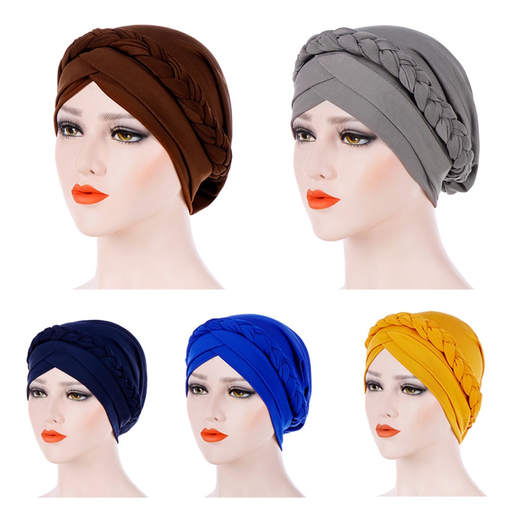 Mũ Turban Trùm Đầu Màu Trơn Thời Trang Cho Phụ Nữ Hồi Giáo