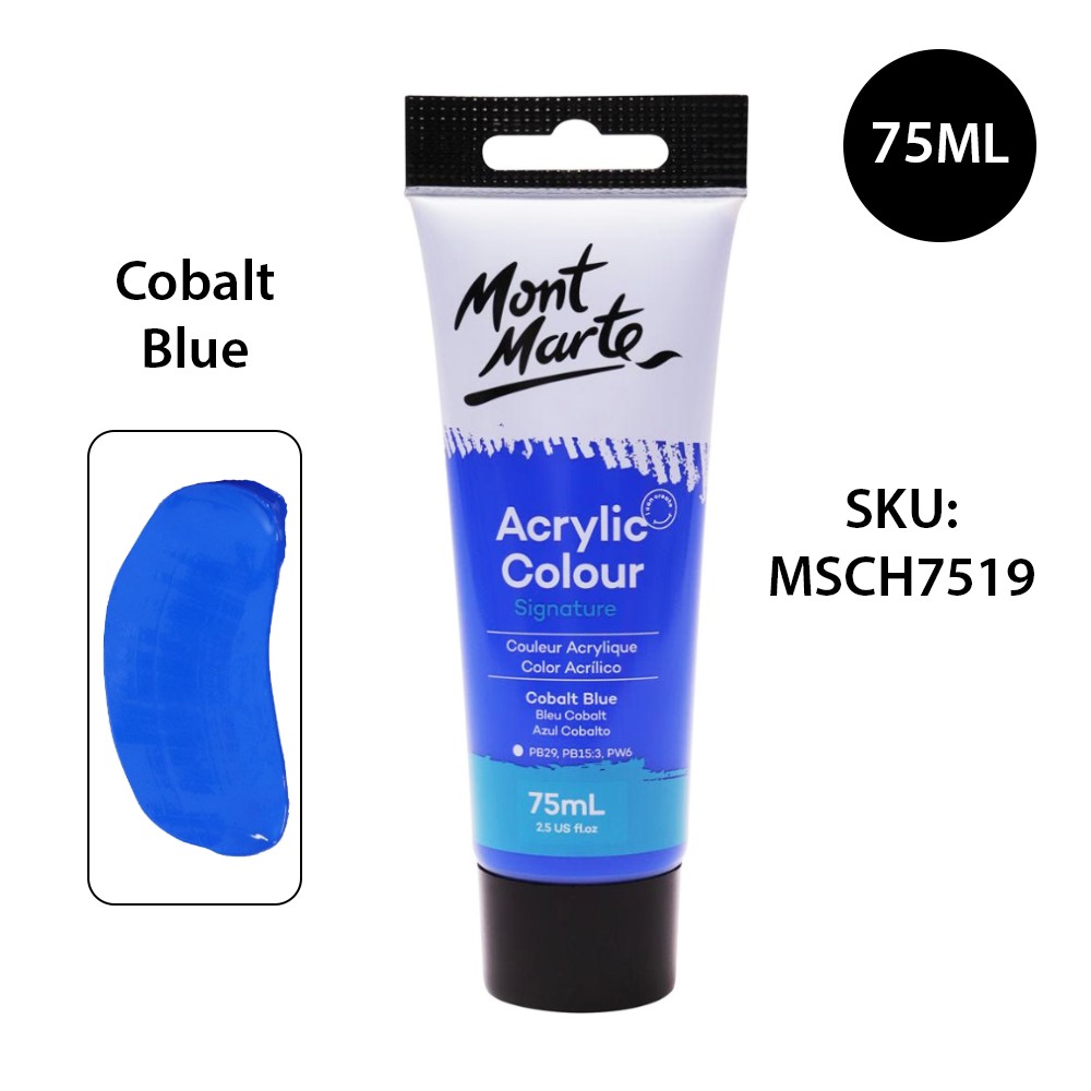 Màu Acrylic Mont Marte 75ml - Cobalt Blue - Acrylic Colour Paint Signature 75ml (2.54oz) - MSCH7519