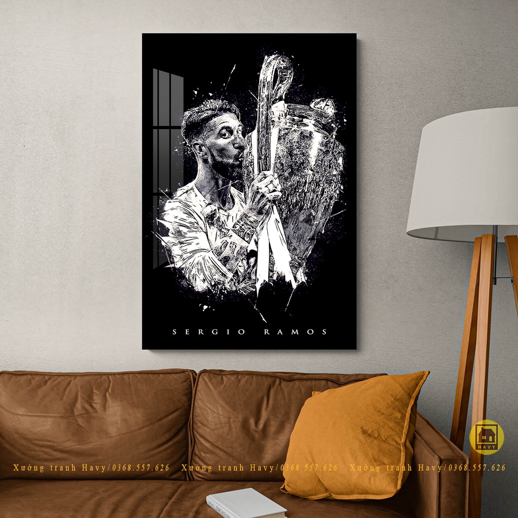 Tranh bóng đá treo tường, tranh MU, tranh Messi, Lewandowski, Henry, Salah, Ramos,... Chất liệu Mica gương cao cấp