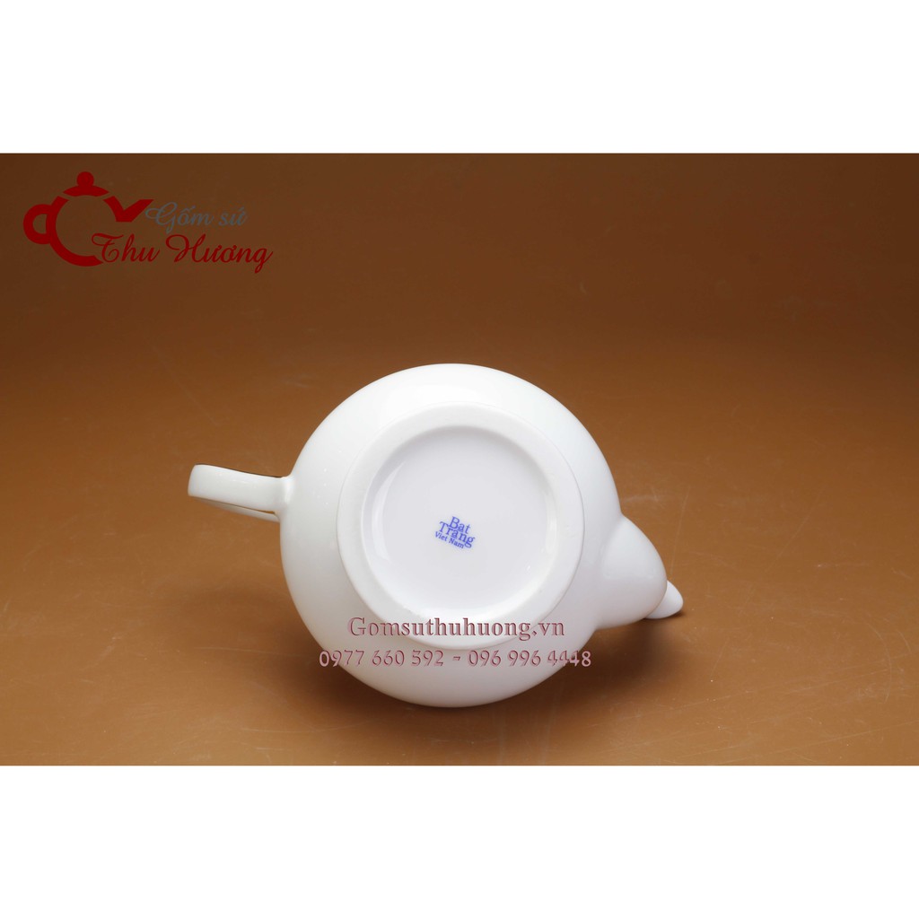 Bộ ấm chén Bát Tràng_Bộ bình trà Thiên Kim viền vàng kim