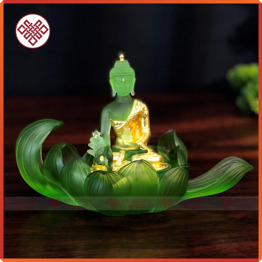 Tượng Phật Dược Sư Mật Tông [Kim Cương Hỷ Lạc] 12Cm Màu Xanh Lá