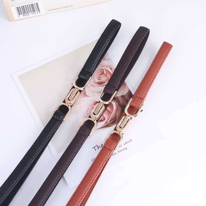 Đai váy bản nhỏ Meo shop ĐV021 1.4cm Thắt lưng váy da mặt vàng dây nhỏ Belt nịt váy đầm áo sơ mi blazer tiện lợi