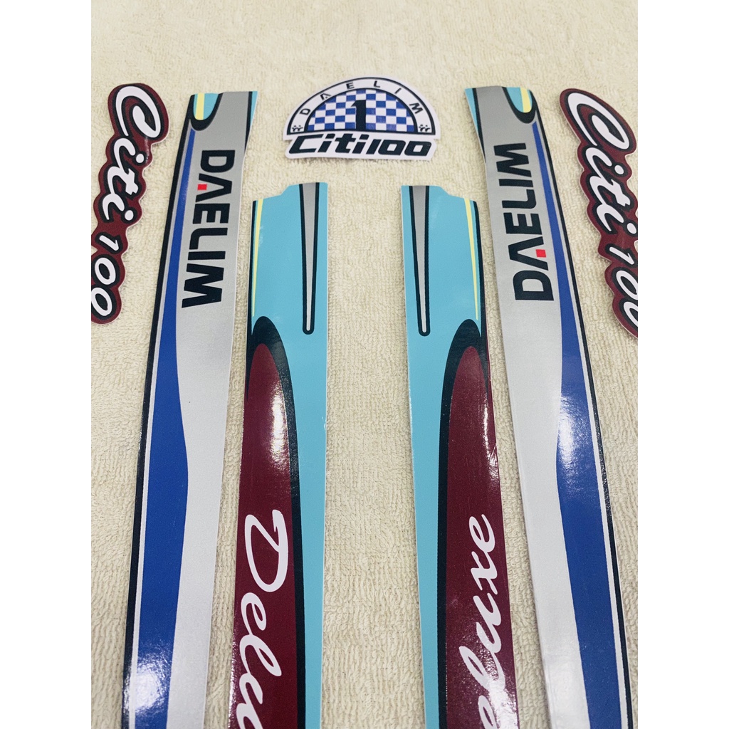 Bộ tem decal dán xe máy honda city 100 màu nâu xanh zin thái siêu đẹp