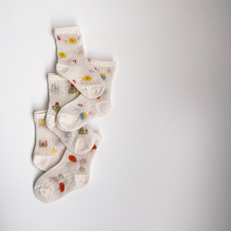 Vớ cotton Phối Lưới Thoáng Khí Dễ Thương Phong Cách Hàn Quốc Cho Bé