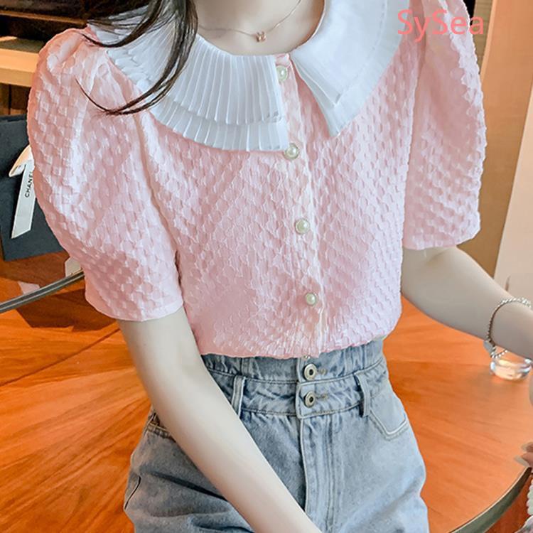 Áo Sơ Mi Chiffon Họa Tiết Sọc Caro Phong Cách Hàn Quốc