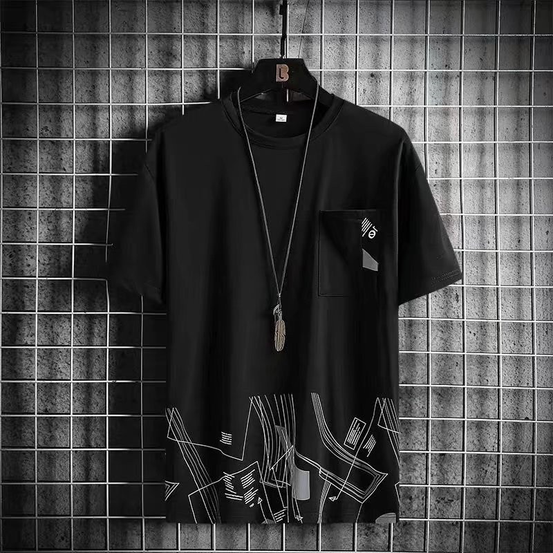 Áo Thun Tay Ngắn Cổ Tròn Size M-3XL Phong Cách Hip Hop Cho Nam