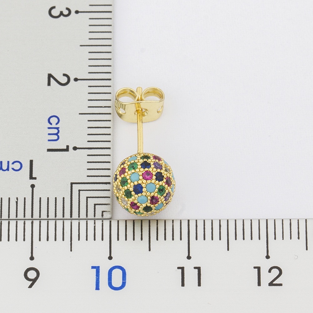 Hàng Mới Về Bông Tai Đính Đá Zircon 8mm Nhiều Màu Sắc Cầu Vồng