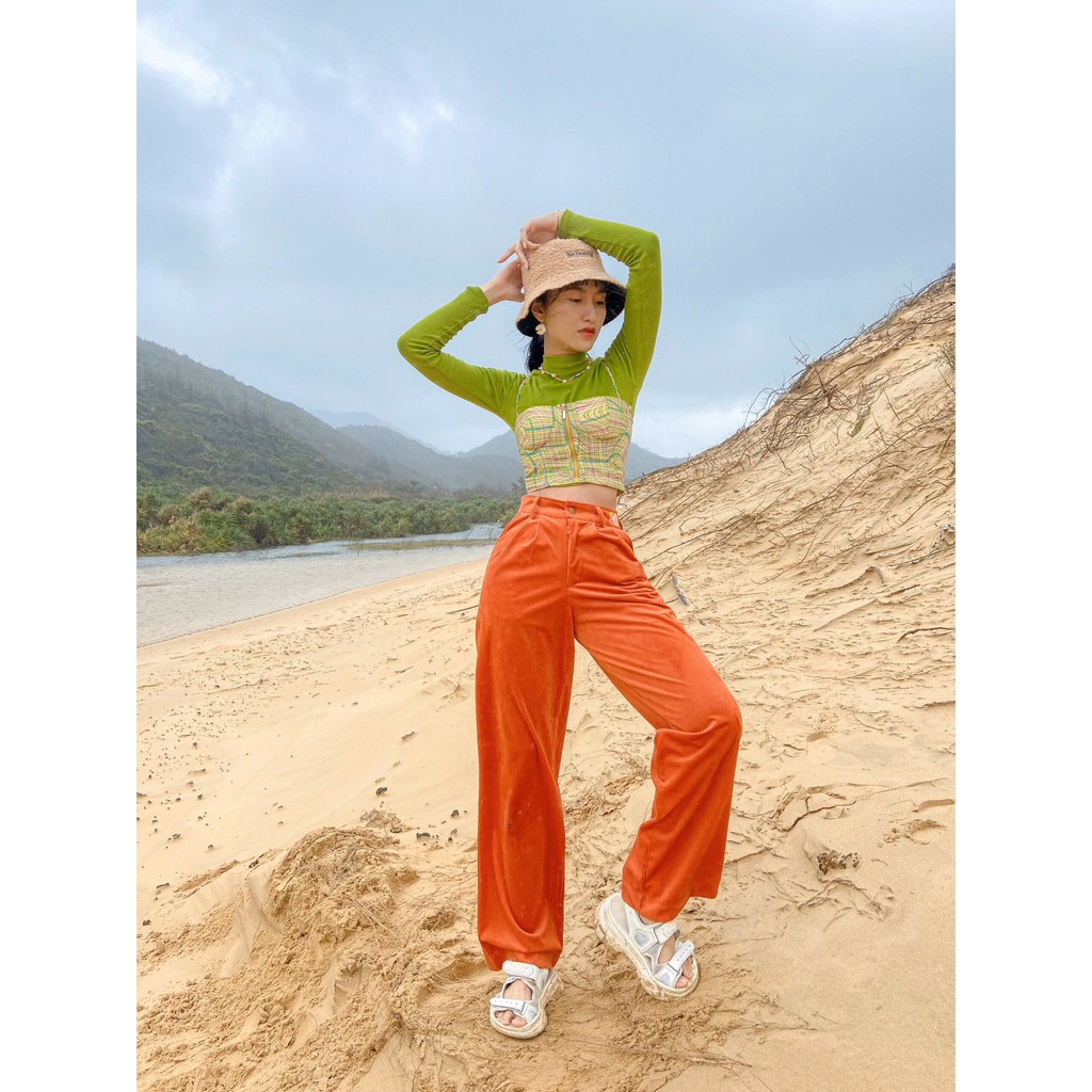 Quần Dài Nhung Cam TARTAN - Velvet Pant / Orange / Best Seller - TIẾT KIỆM 𝟑𝟗𝐤 khi mua combo 2 sản phẩm !!