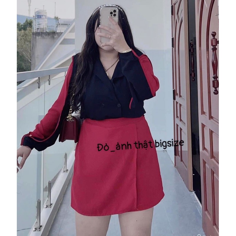 SET bigsize nữ: Áo sơ mi cổ vest Chân váy chữ A - Mặc đi chơi, đi tiệc, dạo phố, công sở (L-XL-XXL- Shop Táo Đỏ Bigsize) | BigBuy360 - bigbuy360.vn