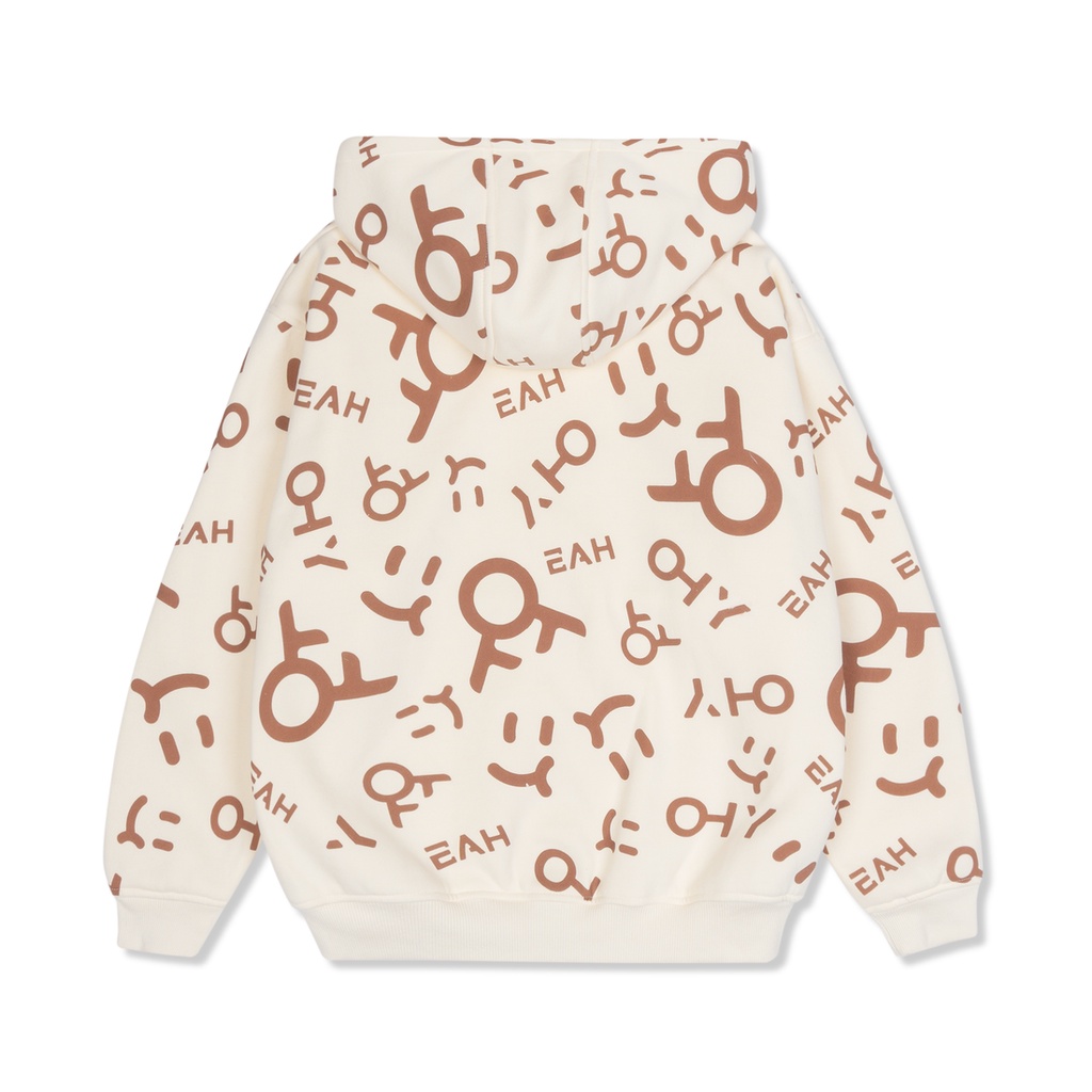 Áo Hoodie Zip 2 Lớp Unisex Local Brand OHYEAH LOGO - Kem / Nâu Cam