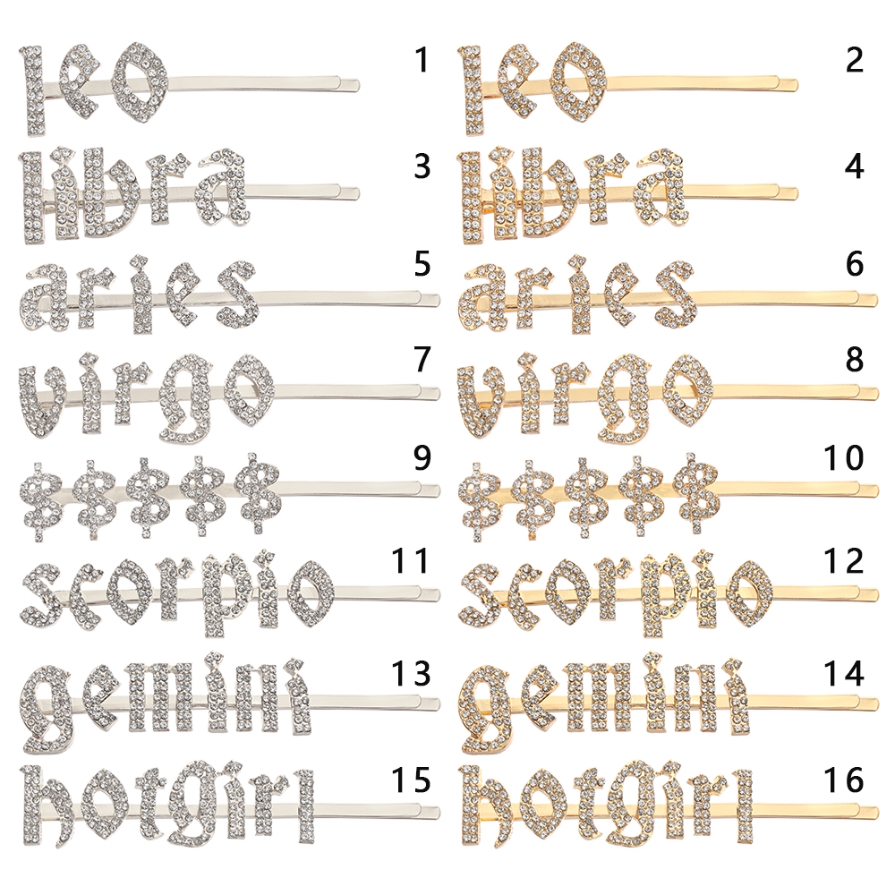 Kẹp tóc hình chữ chòm sao đính đá lấp lánh thời trang sang trọng cho nữ