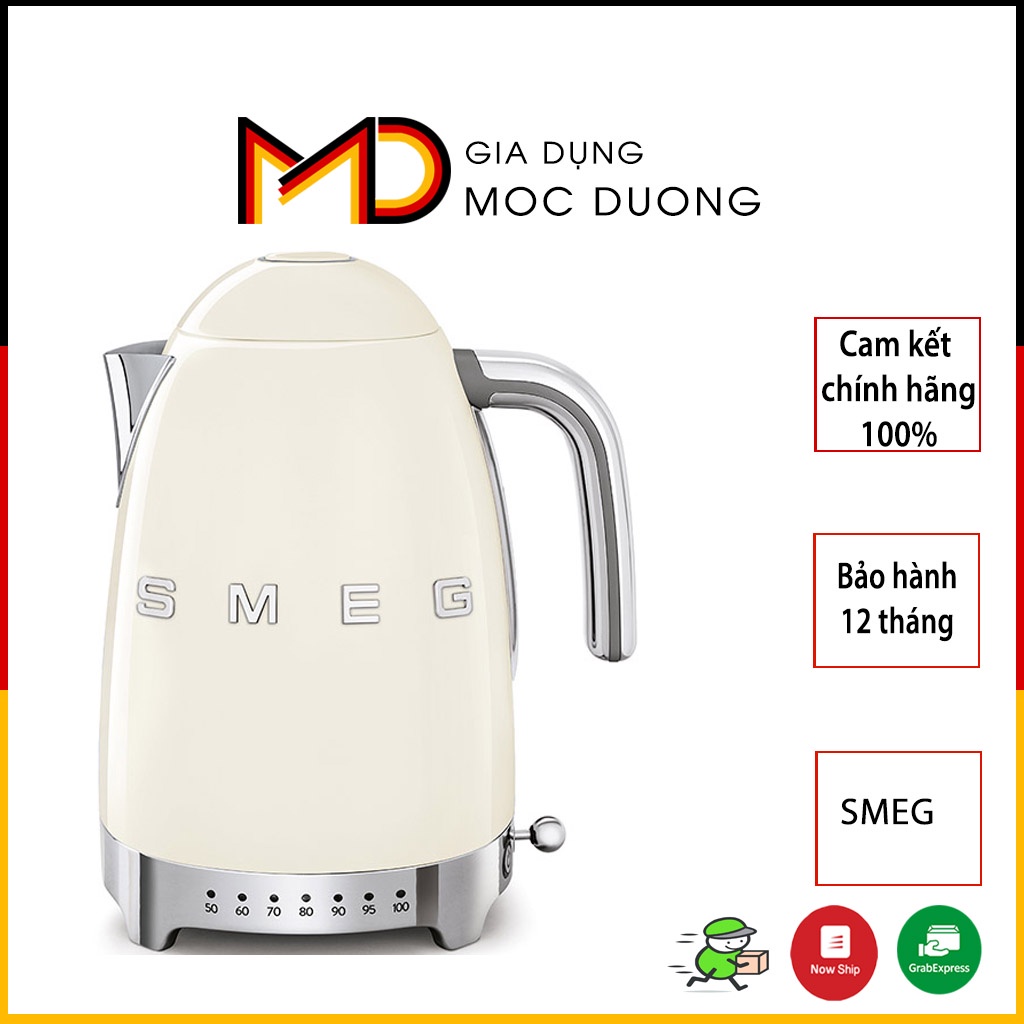 Ấm siêu tốc SMEG KLF04CREU, màu kem, có điều chỉnh nhiệt độ