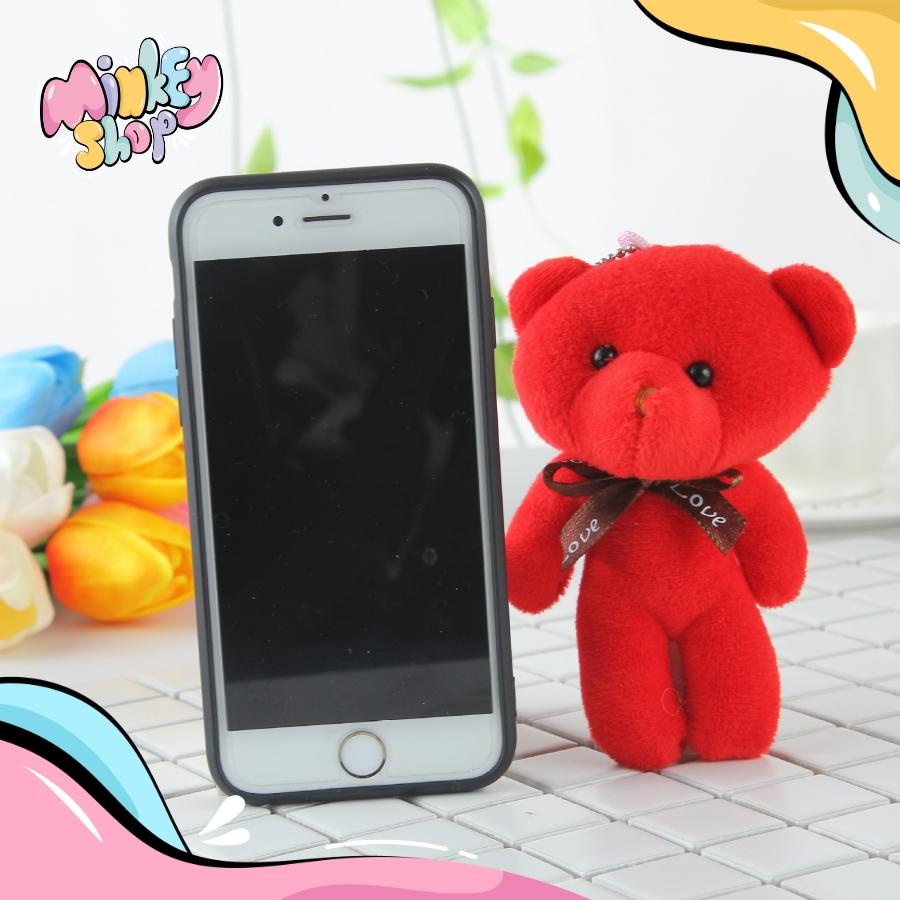 Móc khóa gấu bông đeo nơ dễ thương cute với nhiều màu phụ kiện túi xách 02MKG -Minkey