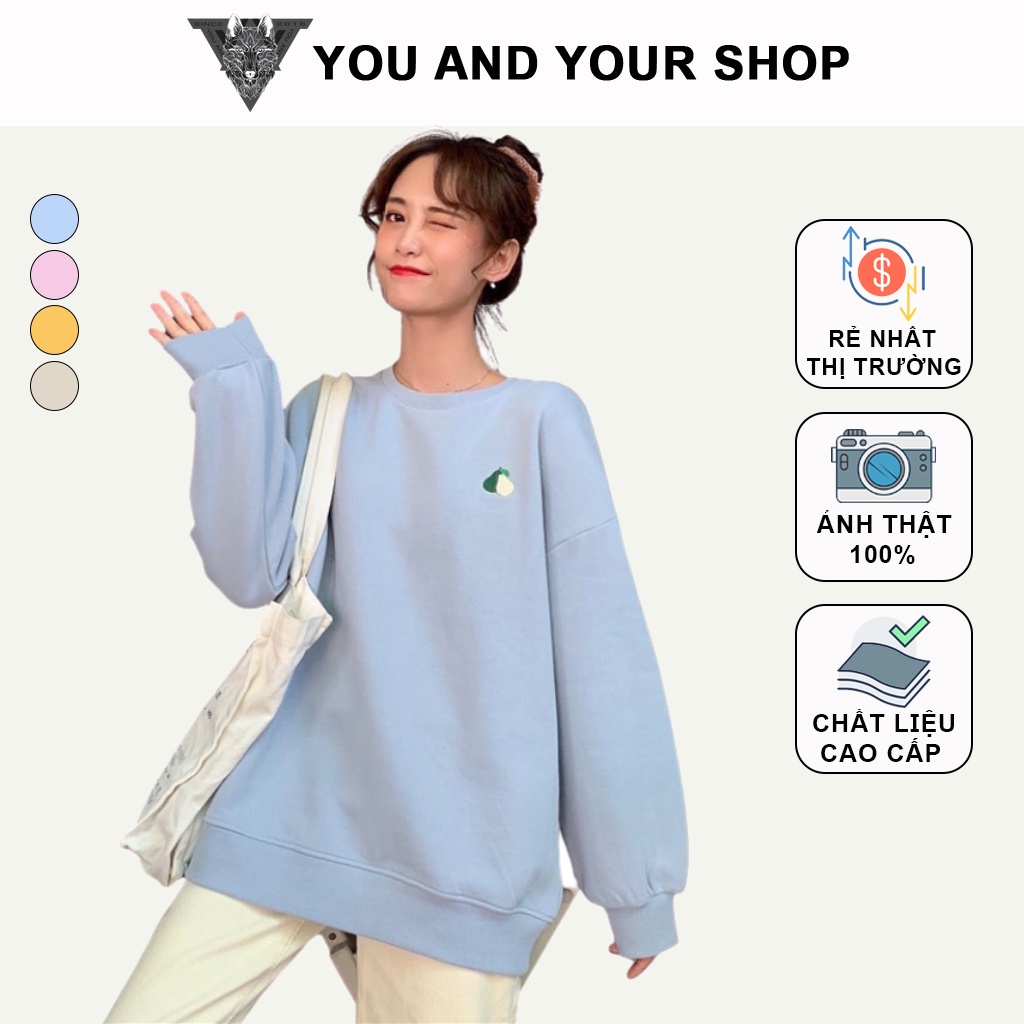 Áo Sweater Nam Nữ YAYSHOP form unisex chất nỉ bông mềm mịn - SW thêu Trái Cây