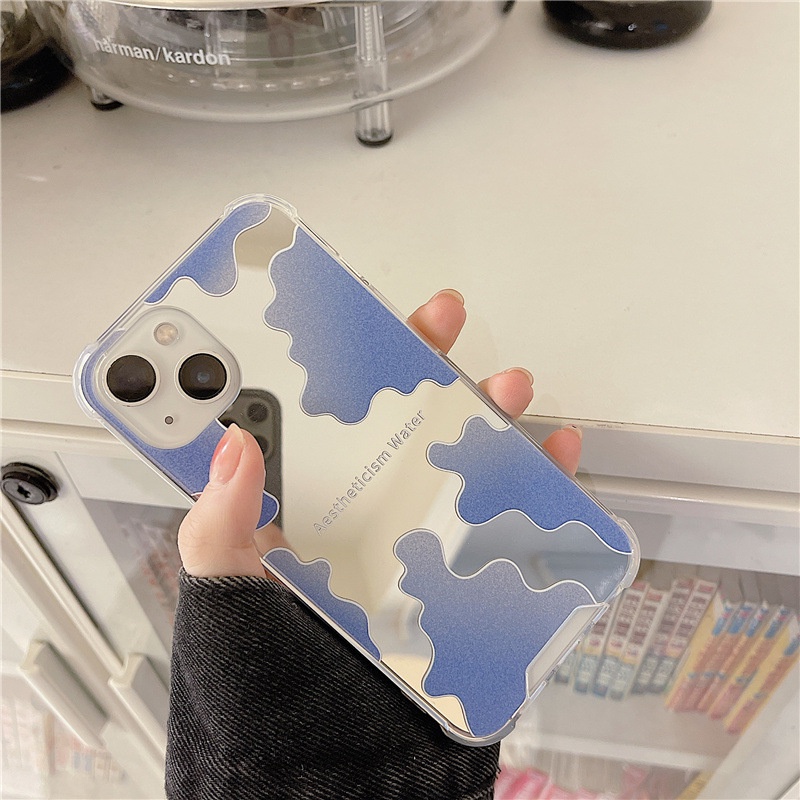 Ốp lưng iphone Ốp Điện Thoại Tráng Gương Màu Xanh Dương Gradient Cho Iphone 11 promax 6 6S plus 7 7plus 8 8plus x xr xs 11 12 13 pro max 7plus 8plus x xr xs 11 12 13 pro max Dinuo case