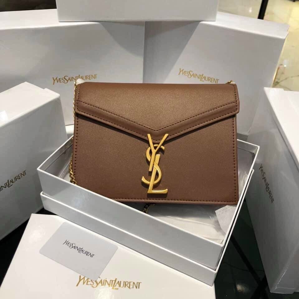 Túi Xách Nữ - Túi Bì Thư Khóa Xoay Size 22 Da Trơn Dây Xích Full Box - Hàng QC Cao Cấp