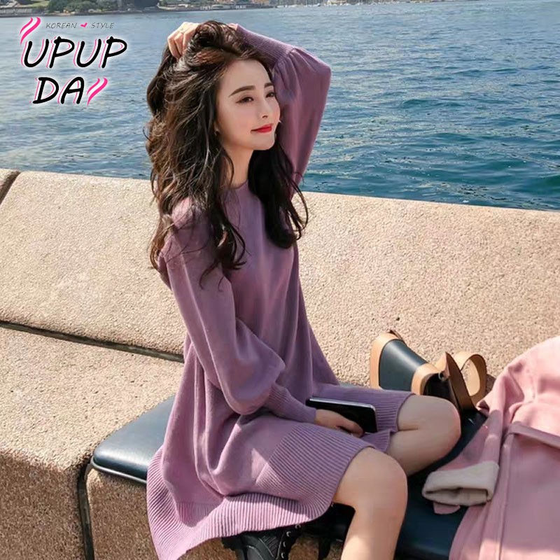 Đầm Len Dáng Rộng Thời Trang Thu Đông Phong Cách Hàn Quốc Cổ Điển Cho Nữ