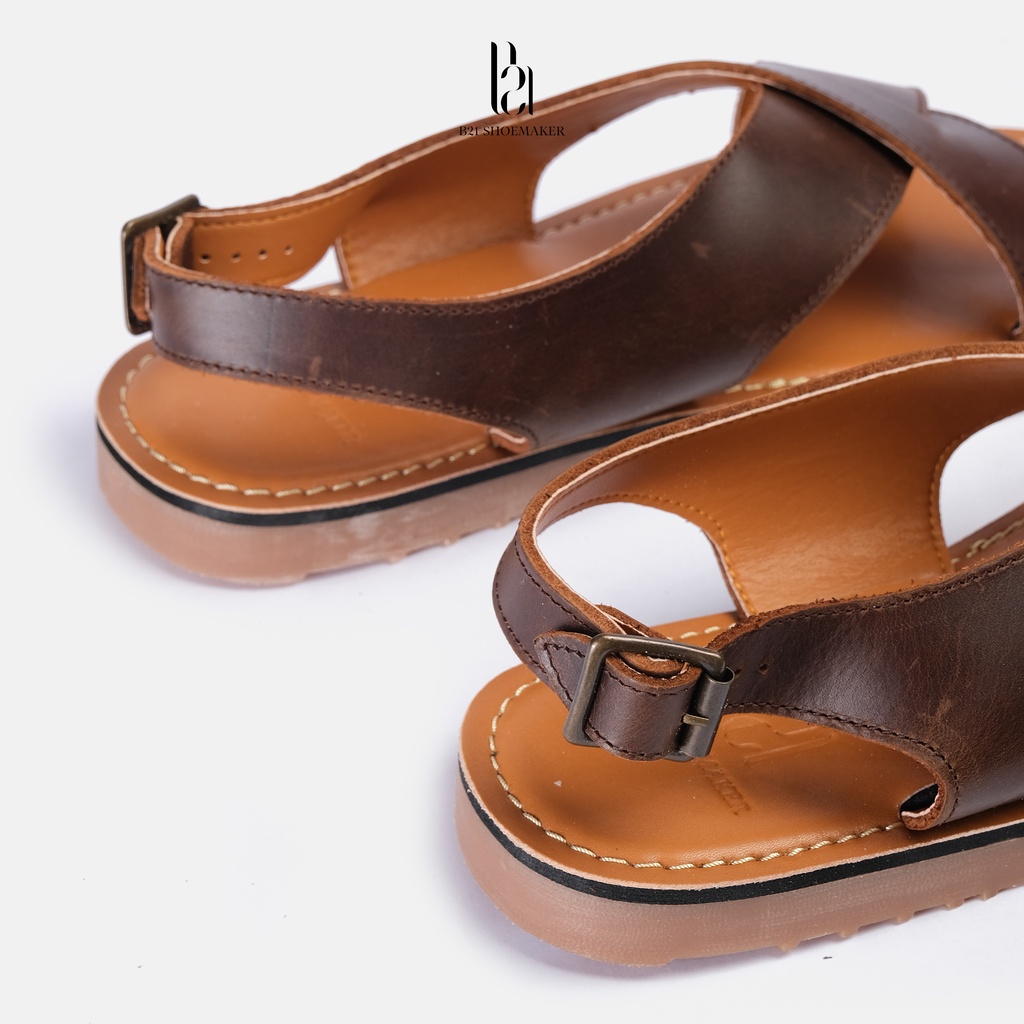 Dép Sandal B21 Da Bò Nguyên Tấm Chống Thấm Nước Giày Xăng Đan Unisex Đế Cao Su Chống Hôi Chân Phong Cách Trẻ Trung Basic