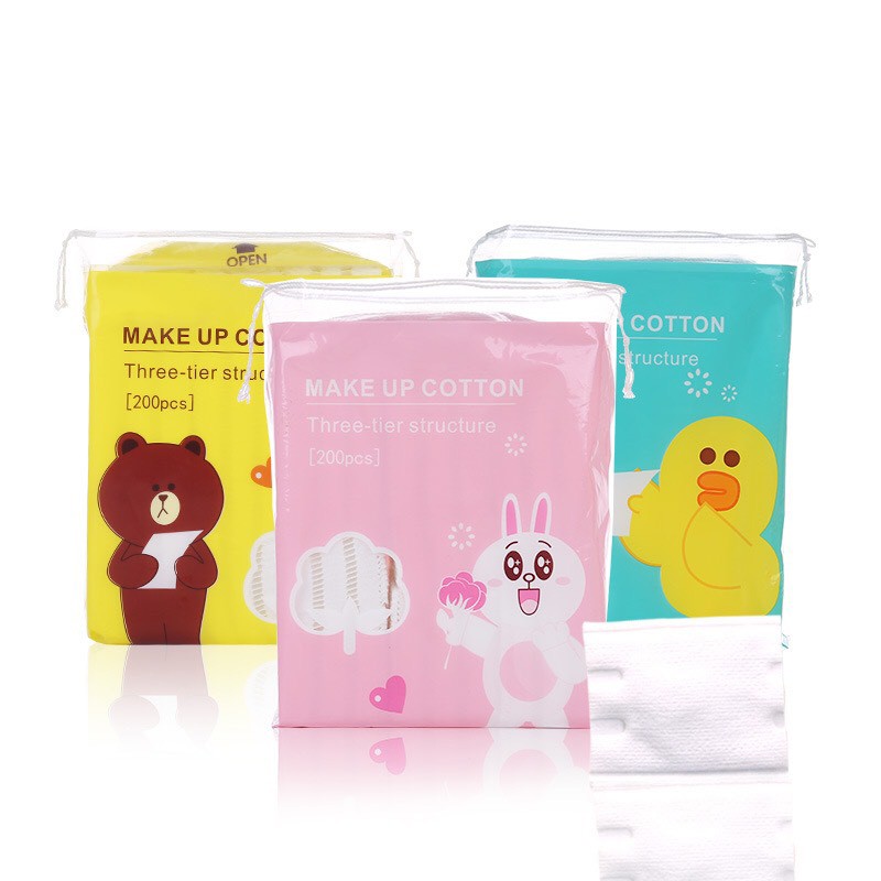 Bông tẩy trang Muji túi + Gấu Vịt + Miniso