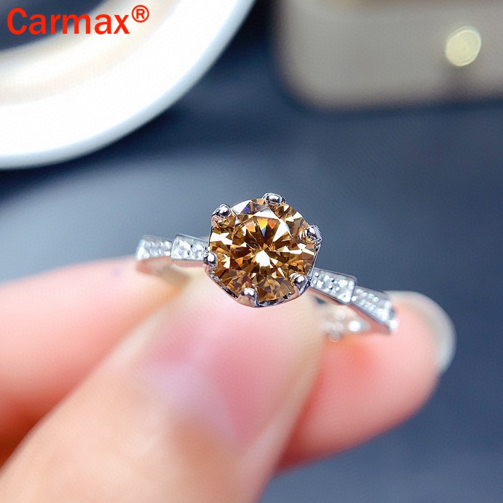 Nhẫn hở phong cách moissanite đơn giản thời trang