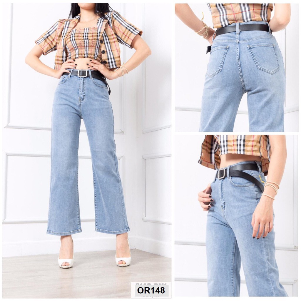 Quần jeans ống rộng suông co giãn [Loại cao cấp] OR148