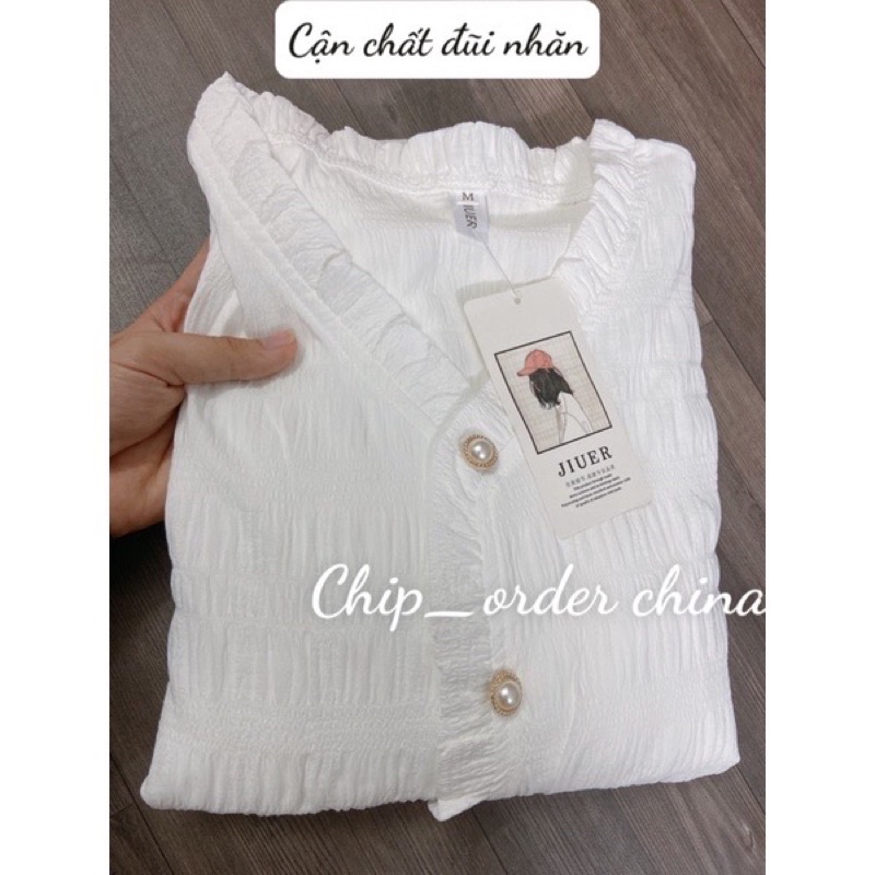 Đầm tiểu thư dáng dài khuy đính ngực đơn giản nhẹ nhàng phong cách hàn quốc dài tay
