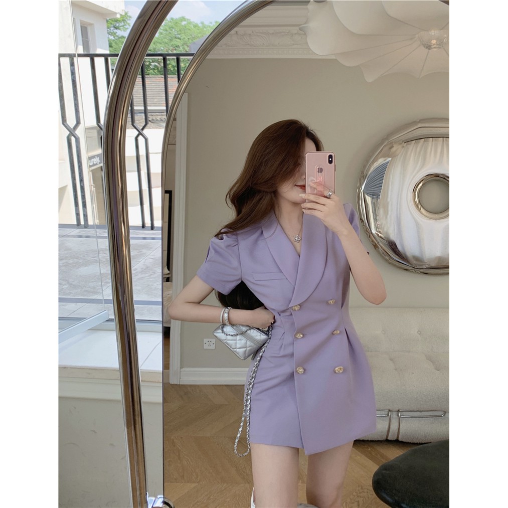 Đầm suông ulzzang tay phồng nữ