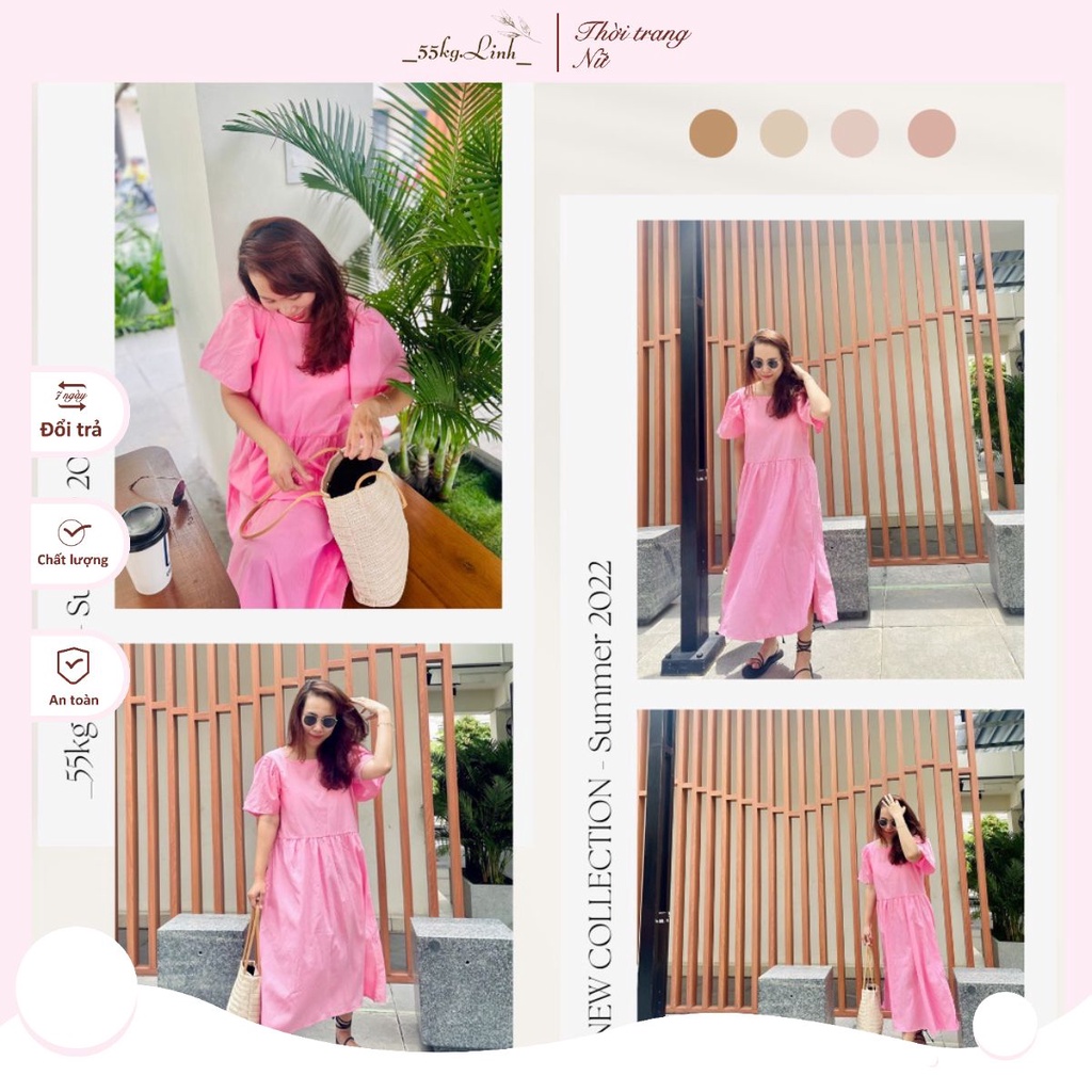 (HÀNG SẴN - ẢNH THẬT) Váy Babydoll dáng dài, Bigsize đến 70kg. Váy đầm đi biển, du lịch