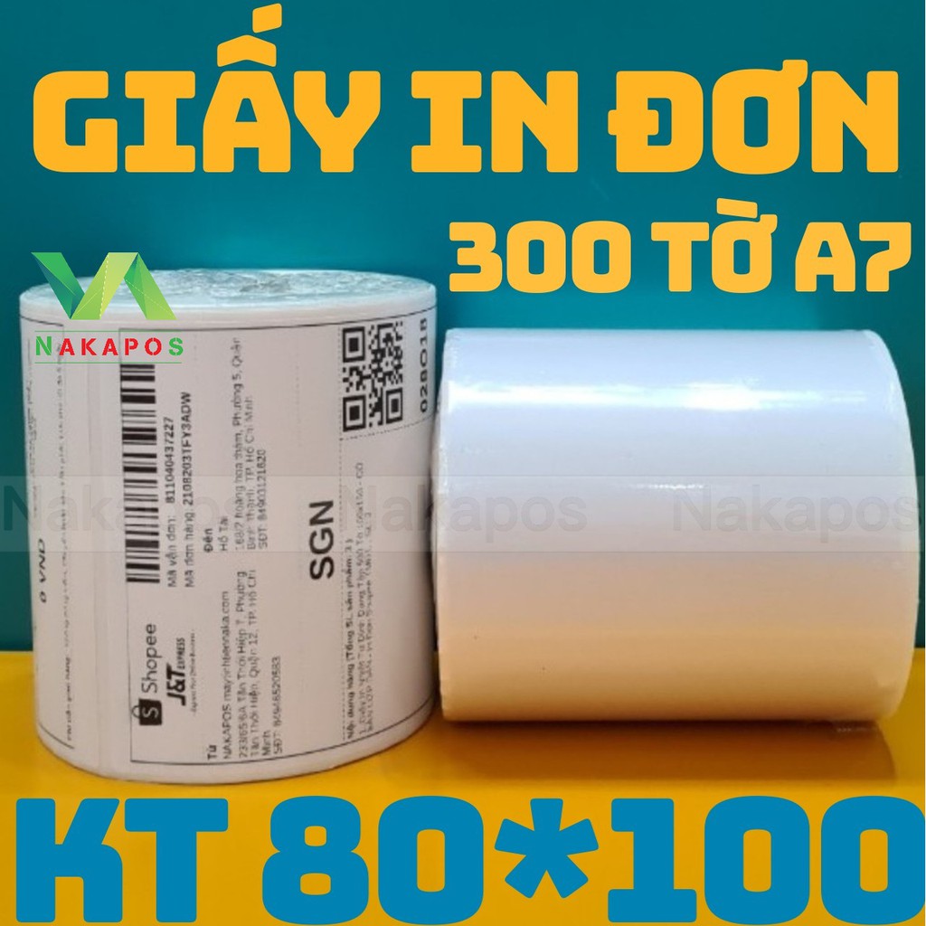 [COMBO 20 CUỘN] Giấy vận đơn 80x100 in đơn GHN, GHTK, NINJAVAN, VITELL... JT in đơn hàng In nhãn dán tem vận chuyển