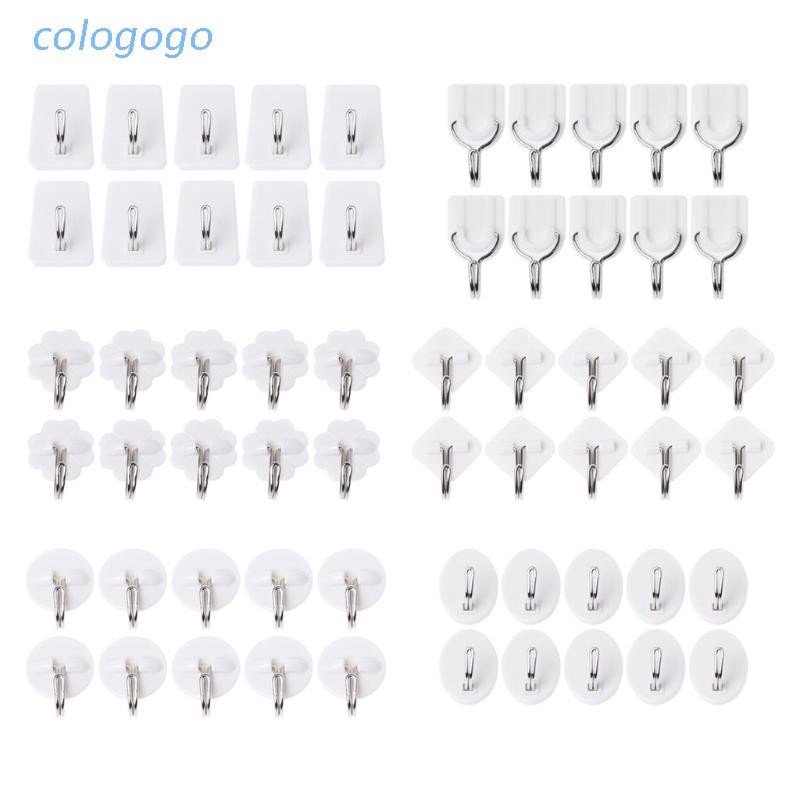 Set 10 Móc Treo Đồ Dán Tường Bằng Nhựa Tiện Dụng Cho Nhà Bếp / Phòng Tắm