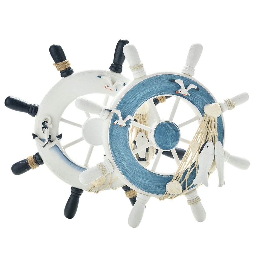 1 Chiếc Thuyền Bằng Gỗ Trắng Xanh Dương 9 inch