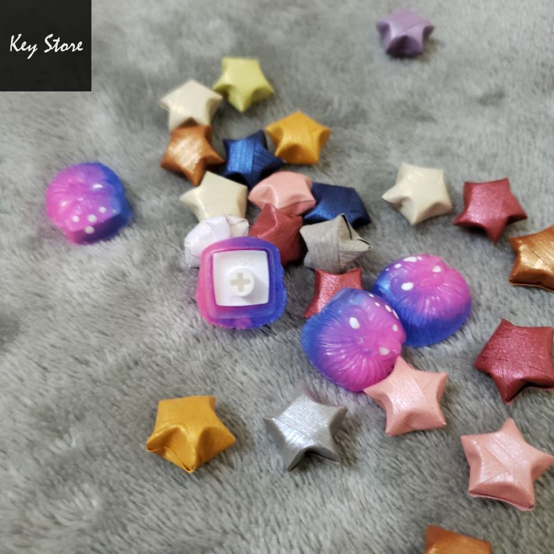 Nút bàn phím cơ artisan keycap jack bald màu xanh hồng